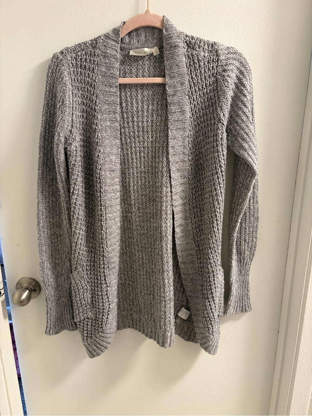 RD Style Heather Gray Open-Front Knit Cardigan